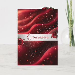 Quinceanera Rote Rosen Herzen Rote Satin Einladung