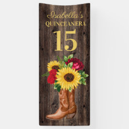 Quinceañera Rote Rosen Sonnenblumen Cowboy Boots 1 Banner