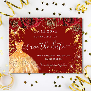 Quinceanera Rotgoldkleider Save the Date Flyer