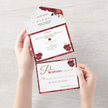 Quinceañera rouge et blanc Invitations abordables