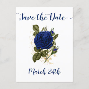 Quinceanera Royal Blue Floral Save the Date Ankündigungspostkarte