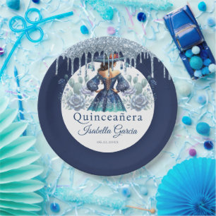 Quinceañera Royal Blue Mexican Style Pappteller
