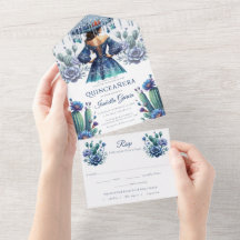 Quinceañera Royal Blue Mexican Style uAwg