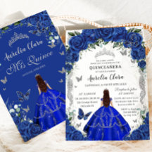 Quinceañera Royal Blue Rose Vintages Silber