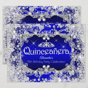 Quinceanera Royal Blue Tiara Winter Wonderland Einladung