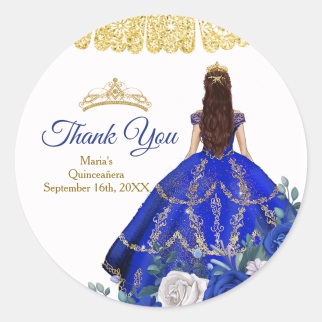 Quinceañera Royal Blue Vielen Dank, dass Sie hier  Runder Aufkleber (Vorderseite)