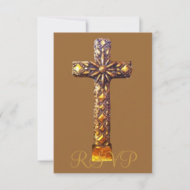 Quinceanera RSVP 15e Croix d'or anniversaire (Devant)
