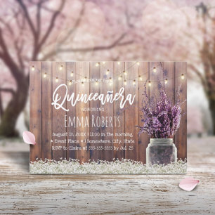 Quinceanera Rustic Lavendel Floral String Lights Einladung