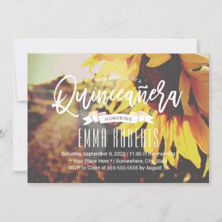 Quinceanera Rustic Sonnenblume Girl 15. Geburtstag Einladung