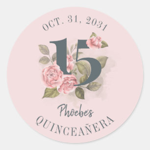 Quinceanera Rustikale Flora 15. Geburtstag Runder Aufkleber