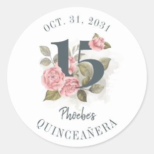 Quinceanera Rustikale Flora 15. Geburtstag Runder Aufkleber
