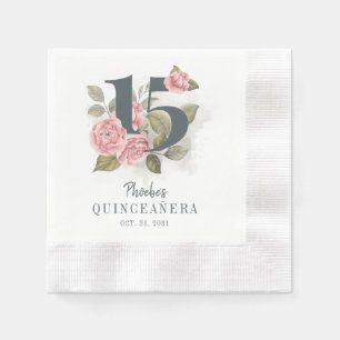 Quinceanera Rustikale Flora 15. Geburtstag Serviette