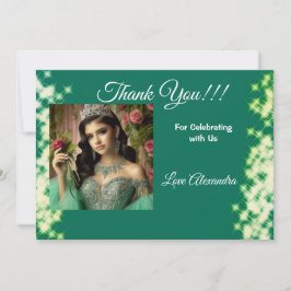Quinceanera Sage Green Elegantes Princess Foto Dankeskarte