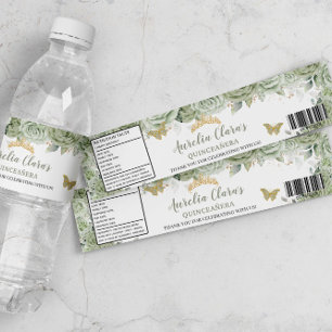Quinceañera Sage Green Floral Butterflies Sweet 16