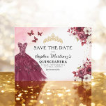 Quinceanera Save the Date Floral Burgund<br><div class="desc">Verkünden Sie Ihre Quinceañera im Stil mit der Floral Burgund Save the Date Geburtstag Einladung. Dieses elegante Design besticht durch seine bordeauxfarbenen Farbtöne, die mit zarten Blumenakzenten geschmückt sind und sich perfekt für ein zeitloses und echtes Fest eignen. Die raffinierte Gestaltung bietet alle wichtigen Details, damit Ihre Gäste ihre Kalender...</div>