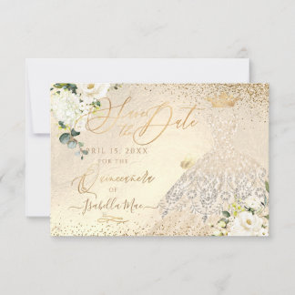 Quinceanera Save the Date Gold Imitate Glitzer Goi Einladung
