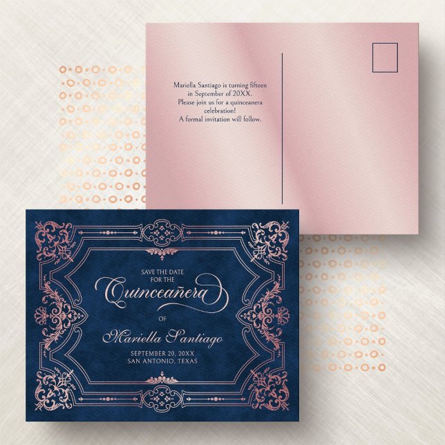 Quinceanera Save the Date rosa Postkarte (Von Creator hochgeladen)