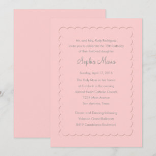 Quinceanera Scallop Pink in Farbe ändern Einladung