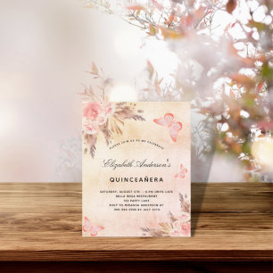 Quinceanera Schmetterling Pampas Gras Blüte Einladungspostkarte