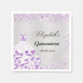 Quinceanera Silber lila Glitzer Kleid Serviette