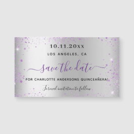 Quinceanera silber lila speichern Datums-Magnet Magnetkarte
