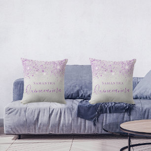 Quinceanera Silber lila Tropfen Monogramm Name Kissen