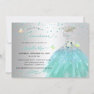Quinceanera Silber Türkis Quinceanera Kleid Einladung