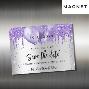 Quinceanera silber violett speichern Datums Magnet
