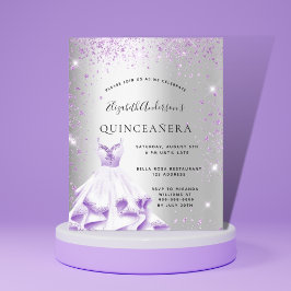 Quinceanera silbernes lila Kleid Glitzer