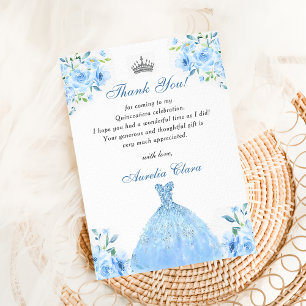 Quinceanera Silver Blue Floral Gown Carte de remer