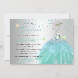 Quinceanera Silver Turquoise Quinceanera Kleid Einladung