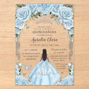 Quinceañera Sky Blues Dress Tan Princess Acryleinladungen