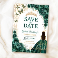 Quinceanera Smaragdgrün Gold Floral