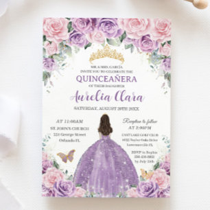 Quinceañera Soft Lila Lilac Pink Blütenprinzessin Einladung