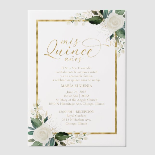 Quinceanera Spanish Wording Pink Gold (Vorderseite)