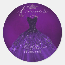 Quinceañera , Sparkle Gown, Eggplant Runder Aufkleber