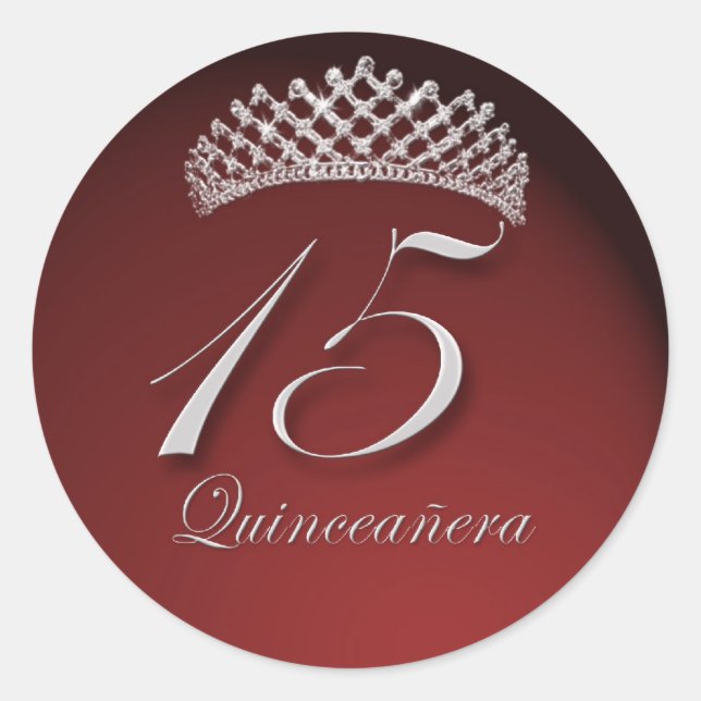 Quinceanera Stickers mit Tiara (Vorderseite)