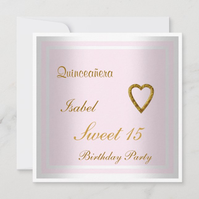 Quinceañera Sweet 15 Anniversaire Invitation rose (Devant)