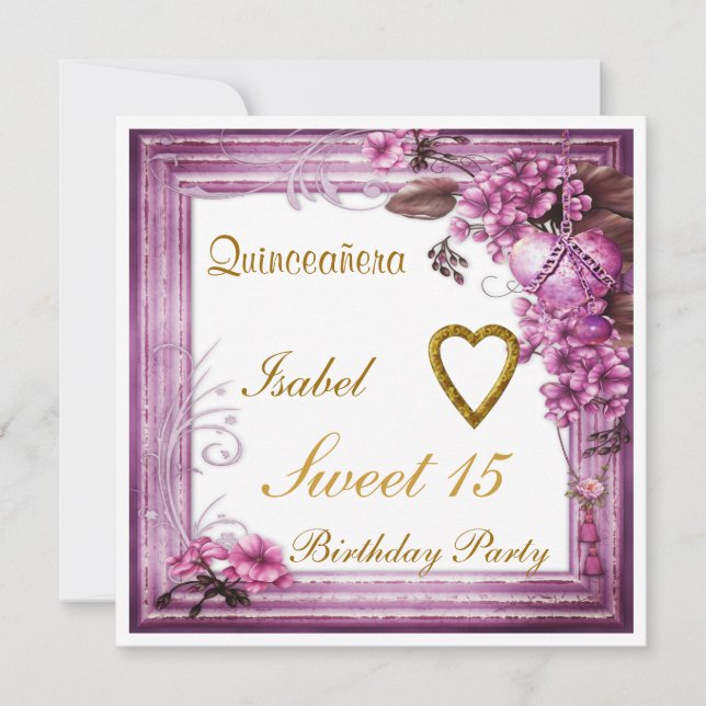Quinceanera Sweet 15 Anniversaire Invitation rose (Devant)