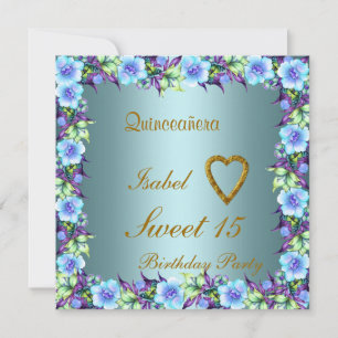 Quinceanera Sweet 15 Geburtstag Einladung Aquamari