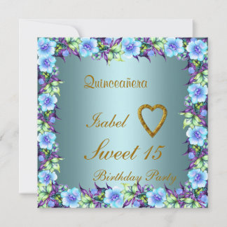 Quinceanera Sweet 15 Geburtstag Einladung Aquamari