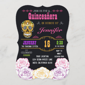 Quinceañera Tag der Invasion des Toten Zuckerschäd Einladung