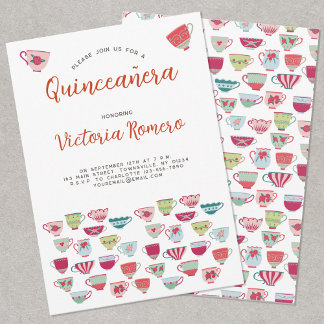 Quinceañera Tea Cup Party Einladung