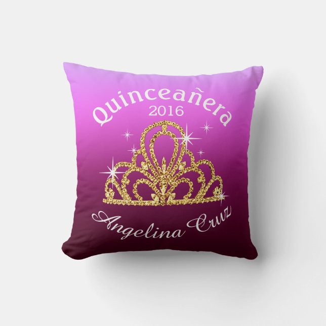 Quinceanera Tiara Bokeh Bling| ombre lila Kissen (Vorderseite)