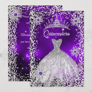 Quinceanera Tiara Dress lila Winter Schneeflocke Einladung