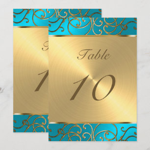 Quinceanera Türkis Blau und Gold Filigree Swirl Einladung