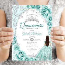 Quinceanera Türkis Silver Floral