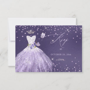 Quinceanera UAWG Dusty Lila Glitzer Gown Einladung