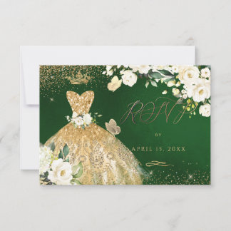 Quinceanera UAWG Emerald Green Glitzer Gown Einladung