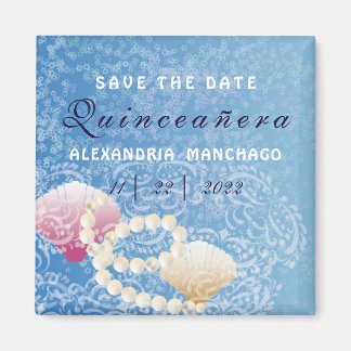 Quinceanera under the sea save the date shells magnet